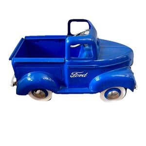Teleflora Ford F-1 Pick Up Truck Blue Metal Planter 1940s Gift Collectible EUC